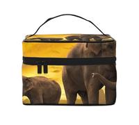GSGCSBYMLG Sunset Parent-Child Elephant Printed Cosmetic Bag Travel Toiletry Bag Travel Organizer Bag