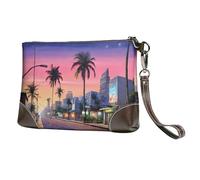 GSGCSBYMLG The Old Hollywood Printed Leather Clutch Makeup Bag Travel Toiletry Bag
