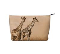 GSGCSBYMLG Two Giraffe Running on The Barren Printed Corduroy Makeup Bag Travel Toiletry Bag Travel Organizer Bag