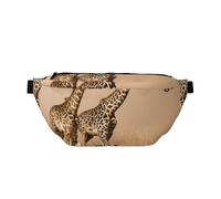GSGCSBYMLG Two Giraffe Running on The Barren Printed Crossbody Waist Pack Waist Bag Casual Chest Bag