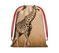 GSGCSBYMLG Two Giraffe Running on The Barren printed Drawstring Gift Bag Candy Bag Party Gift Bag