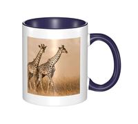 GSGCSBYMLG Two Giraffe Running on The Barren Printed Mug Ceramic Mug Ceramic Coffee Cup