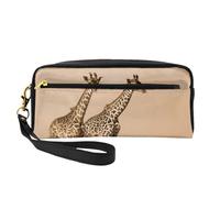 GSGCSBYMLG Two Giraffe Running on The Barren Printed Pencil Case Small Makeup Bag Travel Toiletry Bag