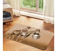 GSGCSBYMLG Two Giraffe Running on The Barren printed Pet absorbent leather tablecloth Placemat