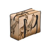 GSGCSBYMLG Two Giraffe Running on The Barren printed Portable shopping storage bag luggage bag Hand Tote Bag