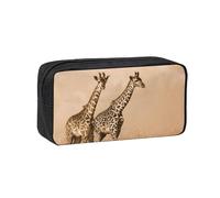 GSGCSBYMLG Two Giraffe Running on The Barren Printed Simple and Spacious Pen case Pencil Bag Pencil Case