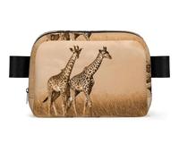 GSGCSBYMLG Two Giraffe Running on The Barren Printed Square-Shaped Fashionable Waist Bag Casual Chest Bag
