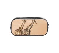 GSGCSBYMLG Two Giraffe Running on The Barren Printed Transparent Pencil case Pencil Bag Portable Stationery Bag