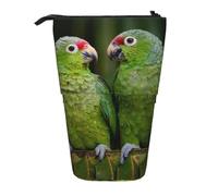 GSGCSBYMLG Two Parrots on Green Palm Tree Printed Pencil Telescopic Vertical Pencil Case