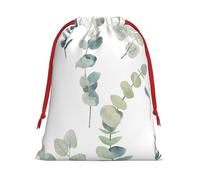 GSGCSBYMLG White Natural Greenery Twig printed Drawstring Gift Bag Candy Bag Festive Party Gift Bag