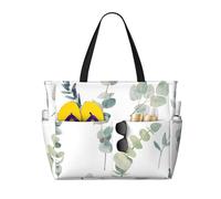 GSGCSBYMLG White Natural Greenery Twig printed Large Capacity Beach Travel Bag Large travel bag