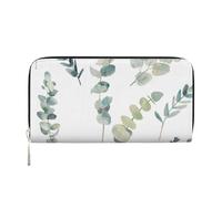 GSGCSBYMLG White Natural Greenery Twig Printed Leather Hand Wallet Men Women Zip Clutch Card Holder