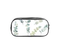 GSGCSBYMLG White Natural Greenery Twig Printed Transparent Pencil case Pencil Bag Portable Stationery Bag