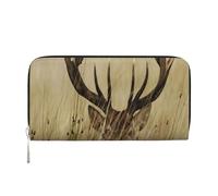 GSGCSBYMLG Whitetail Deer Fawn in Wilderness Stag Printed Leather Hand Wallet Men Women Zip Clutch Card Holder