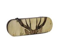 GSGCSBYMLG Whitetail Deer Fawn in Wilderness Stag Printed Leather Pencil case Stationery Bag