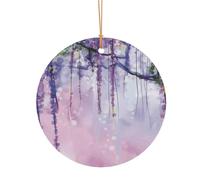 GSGCSBYMLG Wisteria Flowers with Dreamy Colors printed Aluminum Round Pendant Christmas Tree decoration Hanging