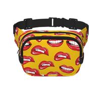 GSGCSBYMLG Women Smiling and Biting Her Red Lips Printed Square Double Layer Waist Bag Travel Bag