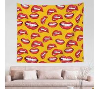 GSGCSBYMLG Women Smiling and Biting Her Red Lips printed tapestry 60x51in wall tapestry indoor decor