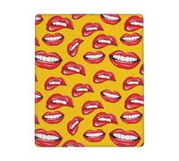 GSGCSBYMLG Women Smiling and Biting Her Red Lips printed The mouse pad 7x9in washable mouse pad with delicate stitched edges