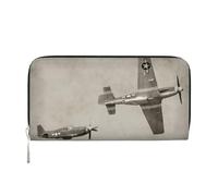 GSGCSBYMLG World War 2 Aircraft Airplane Printed Leather Hand Wallet Men Women Zip Clutch Card Holder