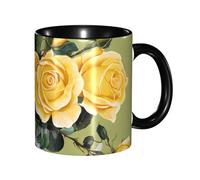 GSGCSBYMLG Yellow Rose Printed Mug Double Colored Mug Ceramic Mug
