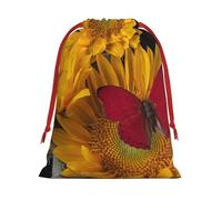 GSGCSBYMLG Yellow Sunflowers with Red Butterfly printed Drawstring Gift Bag Candy Bag Festive Party Gift Bag