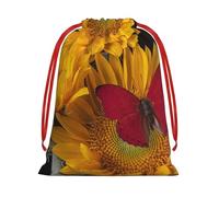 GSGCSBYMLG Yellow Sunflowers with Red Butterfly printed Drawstring Gift Bag Candy Bag Party Gift Bag
