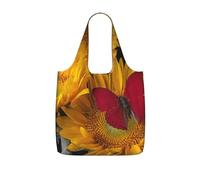 GSGCSBYMLG Yellow Sunflowers With Red Butterfly Printed Storage Bag With A Drawstring Backpack Shopping Bag
