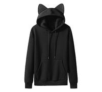 Gsheocm Cool Hoodies Men Hoodie Boys 158-2023 Autumn/Winter Cat Ear Fleece Couple Plain with Hood Women's Hoodie for Women Hooded Sweat Jacket