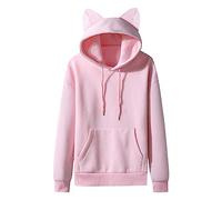 Gsheocm Cool Hoodies Men Hoodie Boys 158-2023 Autumn/Winter Cat Ear Fleece Couple Plain with Hood Women's Hoodie for Women Hooded Sweat Jacket