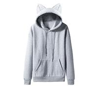 Gsheocm Cool Hoodies Men Hoodie Boys 158-2023 Autumn/Winter Cat Ear Fleece Couple Plain with Hood Women's Hoodie for Women Hooded Sweat Jacket