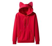 Gsheocm Cool Hoodies Men Hoodie Boys 158-2023 Autumn/Winter Cat Ear Fleece Couple Plain with Hood Women's Hoodie for Women Hooded Sweat Jacket