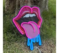 GSHIXIN Lips Dripping Neon Sign For Wall Decor, Dripping Lips Wall Art, Sexy Lady Lips For Bar Party Wedding Living Room Lounge Pink, Birthday Gift For Girl Friend (15.7x11in)