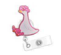 GSHLGAO Pink Silly Goose Badge Reel, Retractable ID Card Holder with Alligator Clip, Cute Animal Design for Nurses, Teachers, Students
