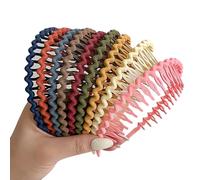 GSHLLO 10 Pcs Non Slip Plastic Headbands Long Teeth Hair Bands Skinny Head Bands Fashion Effortless Hairbands Small Teeth Comb Headbands Wave Hair Bands for Women Multi 2
