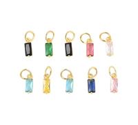 GSHLLO 10 Pcs Rhinestone Birthstone Charms Gemstone Bead Charms Birth Stone Bracelet Charms Gem Stone Pendant Charms Earring Dangle Charms Jewelry Making Rectangular Charms for DIY Projects