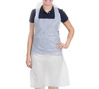 GSHLLO 10 PCS White Disposable Aprons, Plastic, Size 83 x120 cm (W x L), Ideal for Cooking, Cleaning, Nursing and Caterers, Unisex-Adults