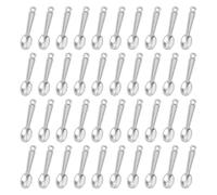 GSHLLO 100 Pcs Small Metal Spoon Charms Tiny Silver Spoon Pendant Kitchen Utensils Charms Mini Earring Dangle Charm DIY Necklace Pendants Jewelry Making Hanging Charm, 24 x 5 mm ( L x W ), No Gemstone