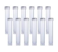 GSHLLO 12 Pcs Clear Graduated Test Tube with Screw Cap Small Freeze Test Vials Plastic Sample Storage Tube Laboratory Seal Cap Containers Transparent Empty Vials for School Educational 10ml
