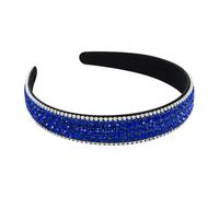 GSHLLO 2.5cm Wide Rhinestone Headband Crystal Bead Headband Sparkly Diamond Hairband Shiny Beaded Hair Band Elegant Wedding Headband Elastic Hair Hoop Fashion Hair Accessories Royal Blue