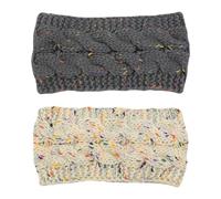 GSHLLO 2 Pcs Cable Knit Headbands Knitted Fuzzy Ear Warmers Winter Fleece Head Wraps Chunky Head Wraps Fleece Stretch Hair Bands Warmer Elastic Hair Bands Accessories