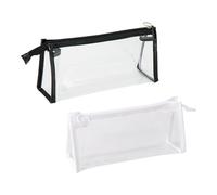 GSHLLO 2 Pcs Clear Toiletry Bags Transparent Makeup Pouches Plastic Cosmetic Bags Shampoo Lotion Storage Bags Make Up Travel Zipper Bags Waterproof Bathroom Pouch Black White