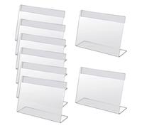 GSHLLO 20 Pcs 5 x 8cm Mini Sign Display Holder Small Acrylic Label Holder Plastic Name Card Stand Transparent Price Tag Stand Food Label Card Holder for Buffet Supermarket