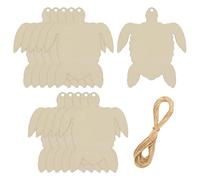 GSHLLO 20 Pcs Turtle Wood Cutouts Sea Turtle Cut Outs Sea Animal Wooden Pieces Blank Hanging Wooden Ornaments Unfinished Wood Painting Tags with Hole Ropes for DIY Crafts