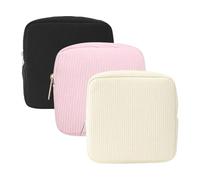 GSHLLO 3 Pcs Corduroy Sanitary Pad Storage Bags Portable First Period Pouch Small Menstrual Cup Bag with Zipper Cute Soft Cosmetic Bags Feminine Product Pouch Coin Purse for Keys Cash