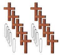 GSHLLO 50 Pcs Small Natural Wooden Cross Charms Pocket Size Wood Crosses DIY Craft Cross Pendants Rosary Necklace Making Charms Mini Easter Crosses Pendants with 50 Pcs Chains for Keychains Jewelry