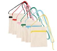 GSHLLO 6 Pcs 13 x 17 cm Small Blank Canvas Shoulder Bags Painting Fabric Bags DIY Cross Body Purses Craft Cloth Crossbody Phone Bag