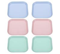 GSHLLO 6 Pcs Square Kitten Bowls Pet Food Water Plates Shallow Plastic Cat Dishes Small Animal Feeding Bowls Wheat Straw Raised Cat Bowls for Short Legged Cat