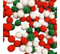 GSHLLO 600 Pcs Christmas Color Pom Poms Small Glitter Pom Pom Balls Red White and Green Xmas Pom Poms Mini Fluffy Pom Poms Tiny Pom Pom Party Balls Arts and Crafts Pom Pom Balls for DIY Supplies