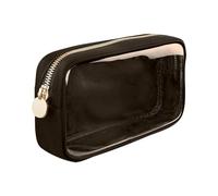 GSHLLO Small Nylon PVC Cosmetic Travel Bag Mini Clear Makeup Bag Waterproof Toiletry Storage Clutch Coin Zipper Pouch Beauty Skincare Bag for Women Girls, Coffee, 4.75 x 2 x 5 inch, Makeup Bag